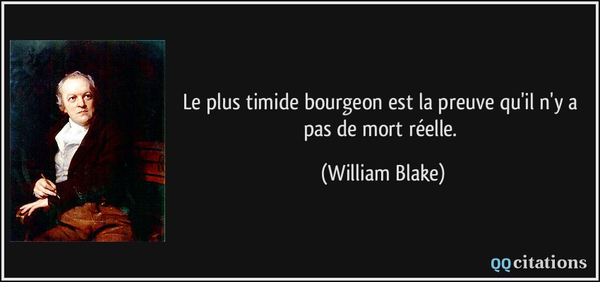 Le plus timide bourgeon est la preuve qu'il n'y a pas de mort réelle.  - William Blake