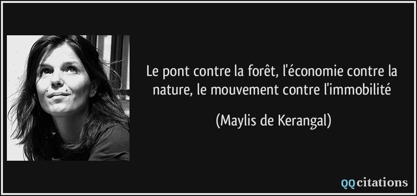 Le pont contre la forêt, l'économie contre la nature, le mouvement contre l'immobilité  - Maylis de Kerangal