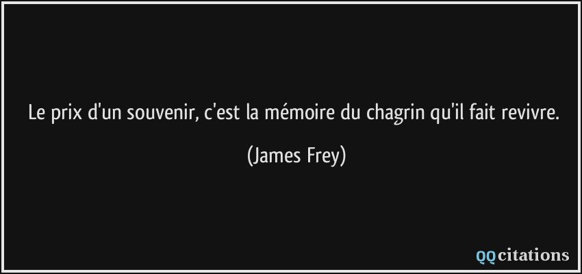 Le prix d'un souvenir, c'est la mémoire du chagrin qu'il fait revivre.  - James Frey