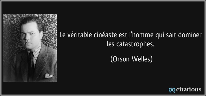 Le véritable cinéaste est l'homme qui sait dominer les catastrophes.  - Orson Welles