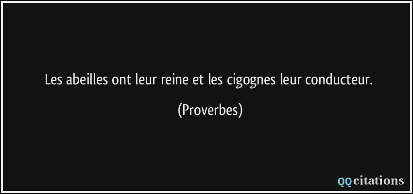 Les abeilles ont leur reine et les cigognes leur conducteur.  - Proverbes