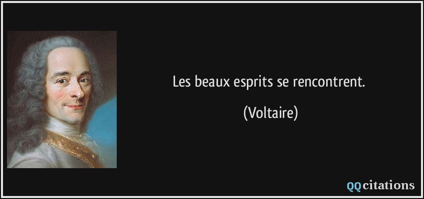 Les beaux esprits se rencontrent.  - Voltaire