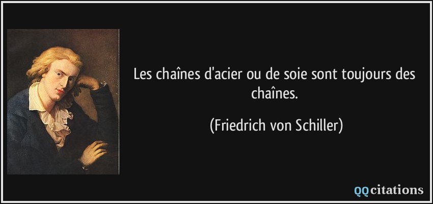 Les chaînes d'acier ou de soie sont toujours des chaînes.  - Friedrich von Schiller