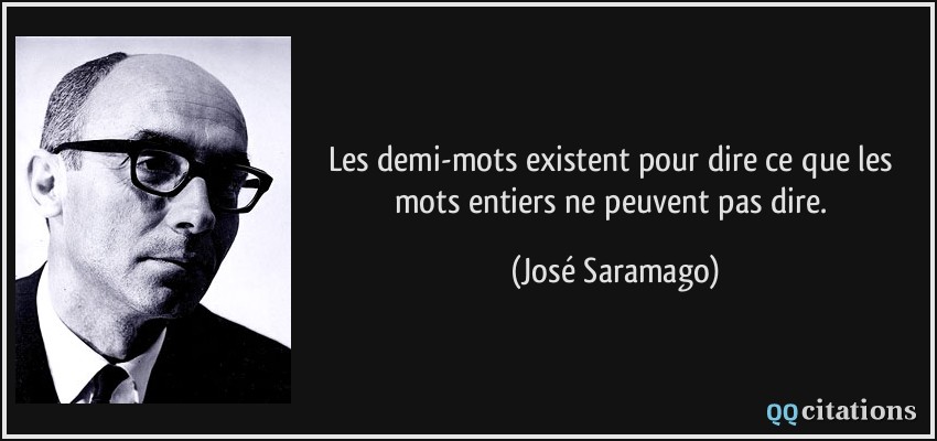 Les demi-mots existent pour dire ce que les mots entiers ne peuvent pas dire.  - José Saramago