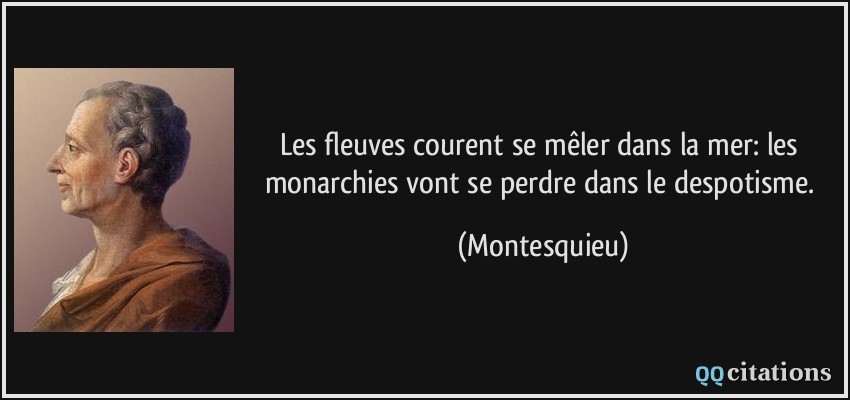 Les fleuves courent se mêler dans la mer: les monarchies vont se perdre dans le despotisme.  - Montesquieu
