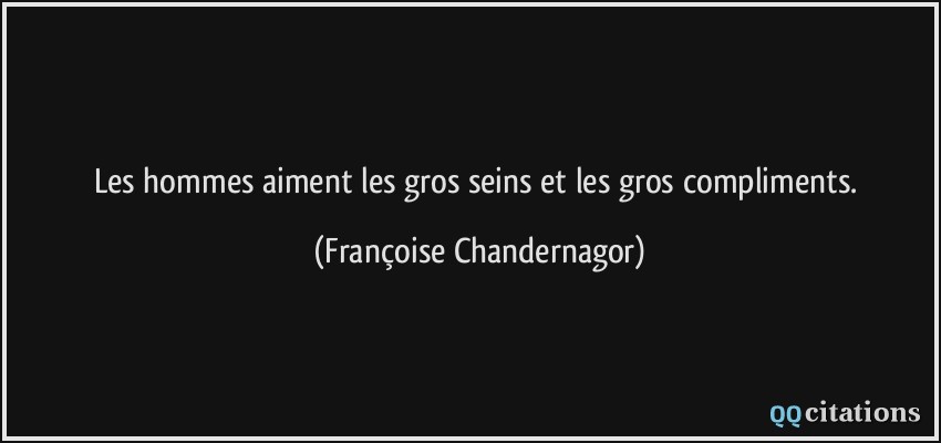 Les hommes aiment les gros seins et les gros compliments.  - Françoise Chandernagor