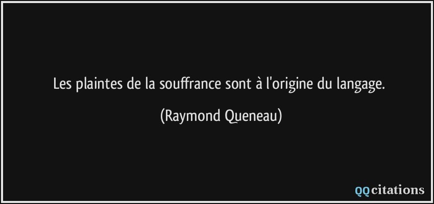 Les plaintes de la souffrance sont à l'origine du langage.  - Raymond Queneau