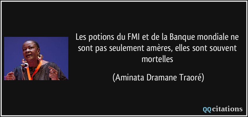 Les potions du FMI et de la Banque mondiale ne sont pas seulement amères, elles sont souvent mortelles  - Aminata Dramane Traoré