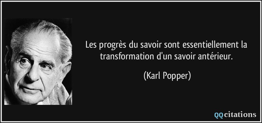 Les progrès du savoir sont essentiellement la transformation d'un savoir antérieur.  - Karl Popper