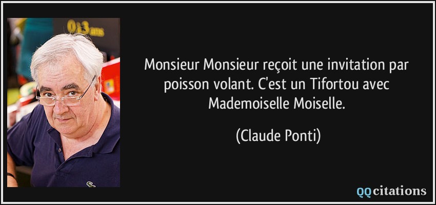 Monsieur Monsieur reçoit une invitation par poisson volant. C'est un Tifortou avec Mademoiselle Moiselle.  - Claude Ponti