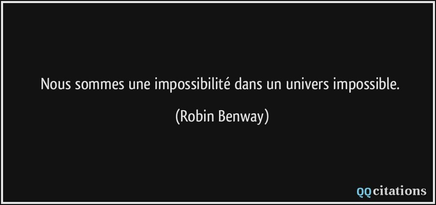 Nous sommes une impossibilité dans un univers impossible.  - Robin Benway