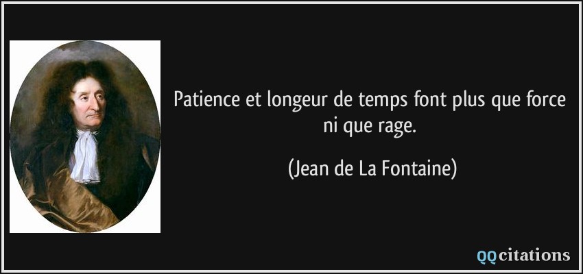 Patience et longeur de temps font plus que force ni que rage.  - Jean de La Fontaine