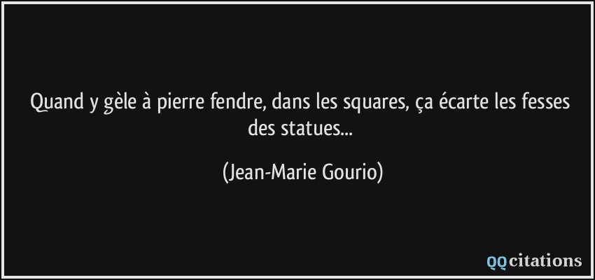Quand y gèle à pierre fendre, dans les squares, ça écarte les fesses des statues...  - Jean-Marie Gourio