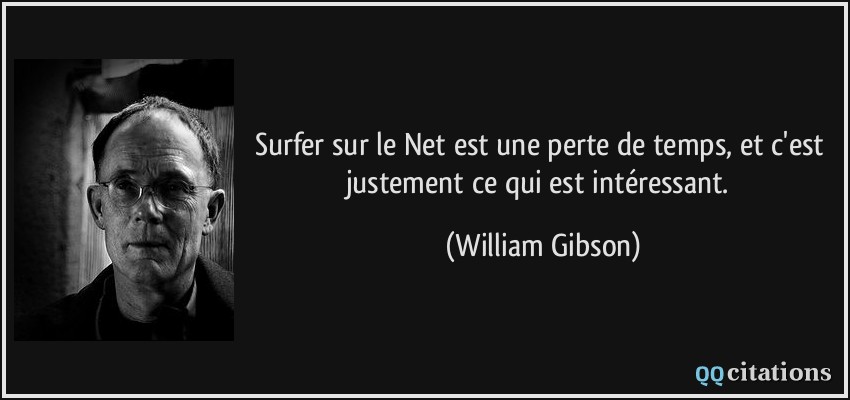 Surfer sur le Net est une perte de temps, et c'est justement ce qui est intéressant.  - William Gibson