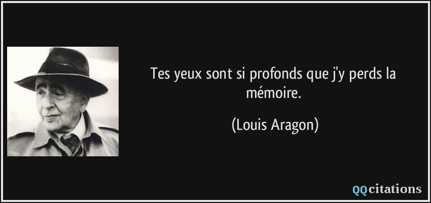 Tes yeux sont si profonds que j'y perds la mémoire.  - Louis Aragon