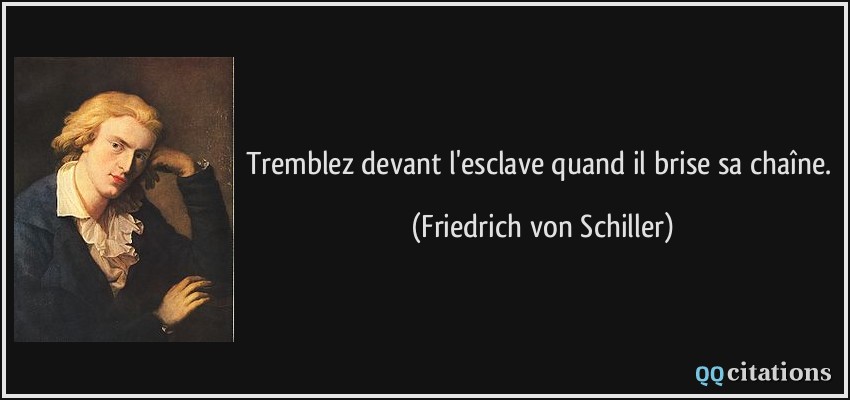 Tremblez devant l'esclave quand il brise sa chaîne.  - Friedrich von Schiller