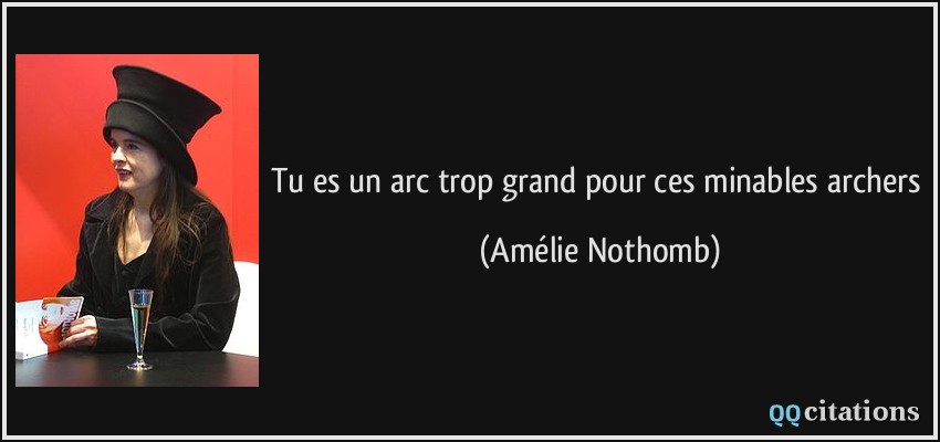 Tu es un arc trop grand pour ces minables archers  - Amélie Nothomb