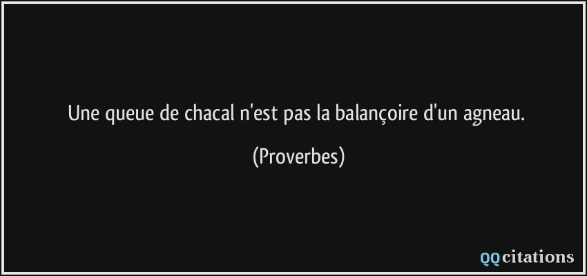 Une Queue De Chacal N Est Pas La Balancoire D Un Agneau