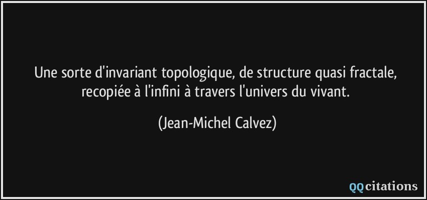 Une sorte d'invariant topologique, de structure quasi fractale, recopiée à l'infini à travers l'univers du vivant.  - Jean-Michel Calvez
